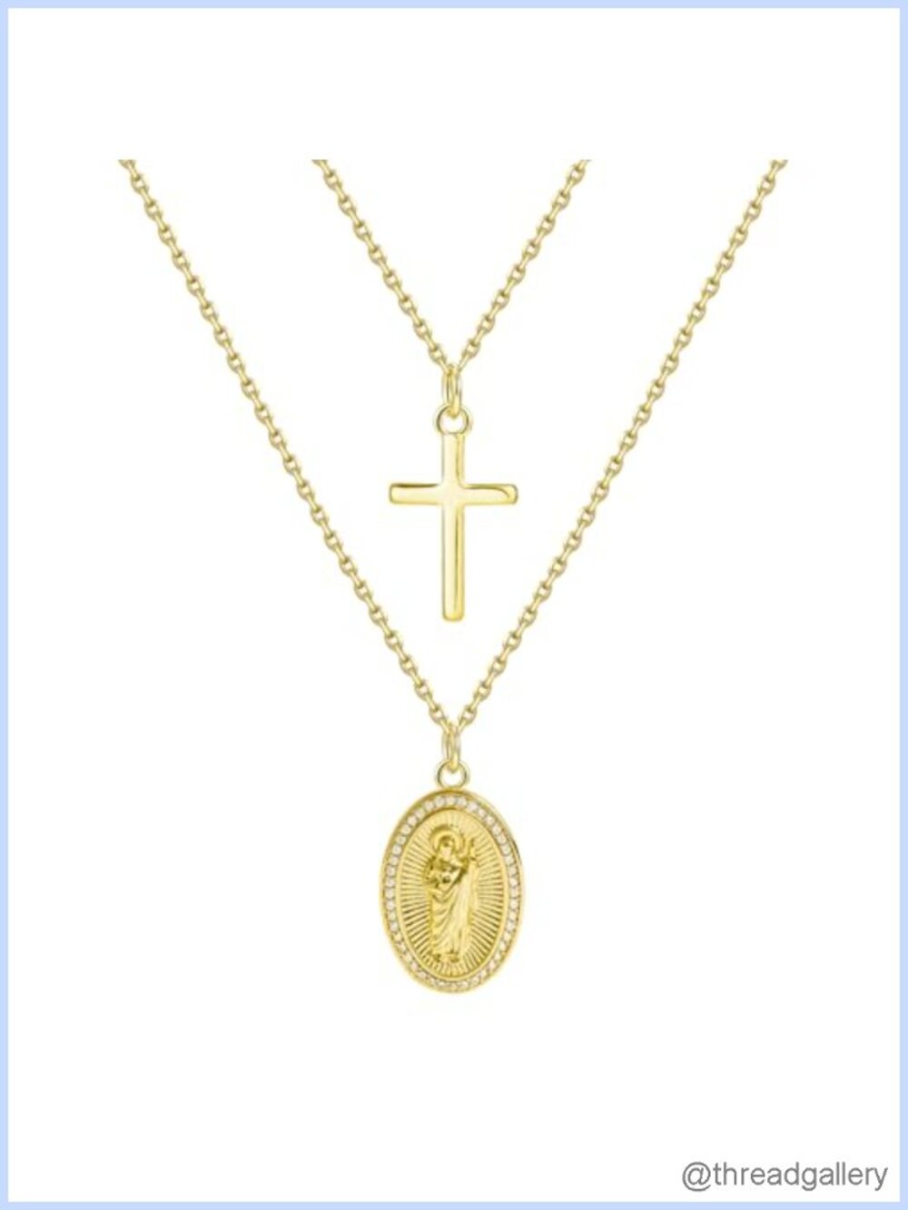 Gold Filled Sterling Silver Cross Necklace CZ Crucifix Pendant 20in